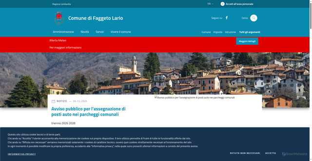 Security scan screenshot of https://www.comune.faggetolario.co.it/