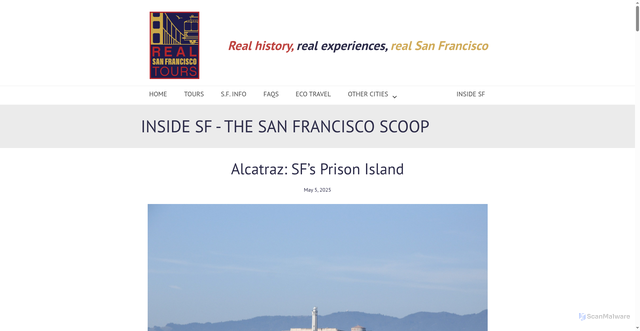 Security scan screenshot of https://www.realsanfranciscotours.com/alcatraz-sfs-prison-island/