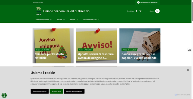 Security scan screenshot of https://www.bisenzio.it/