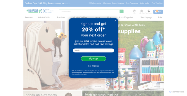 Security scan screenshot of https://www.discountschoolsupply.com