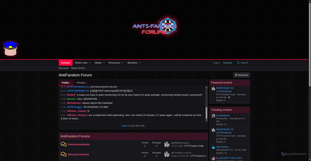 Security scan screenshot of http://antifandom.org