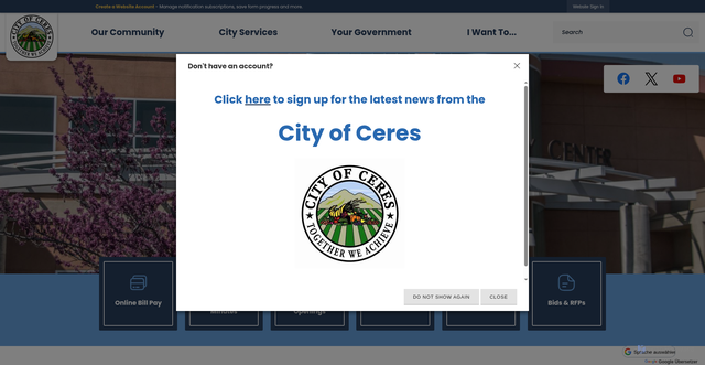 Security scan screenshot of https://ceres.gov/