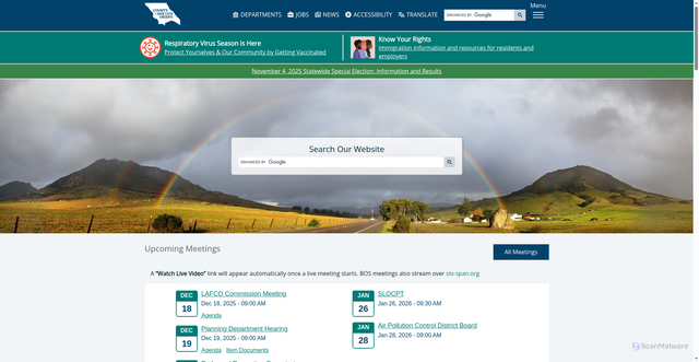 Security scan screenshot of https://www.slocounty.ca.gov/