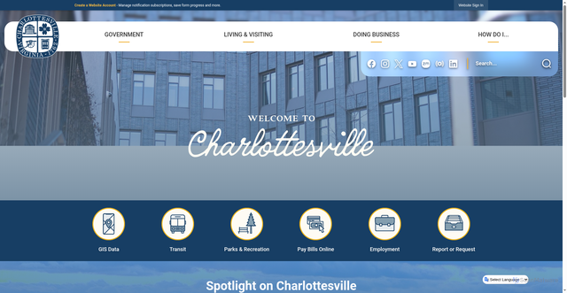 Security scan screenshot of https://charlottesville.gov/