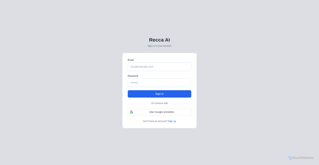 Security scan screenshot of https://reccaai.com/