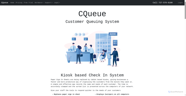 Security scan screenshot of https://www.cqueue.com