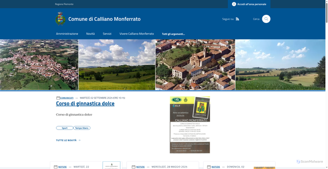 Security scan screenshot of https://www.comune.calliano.at.it/