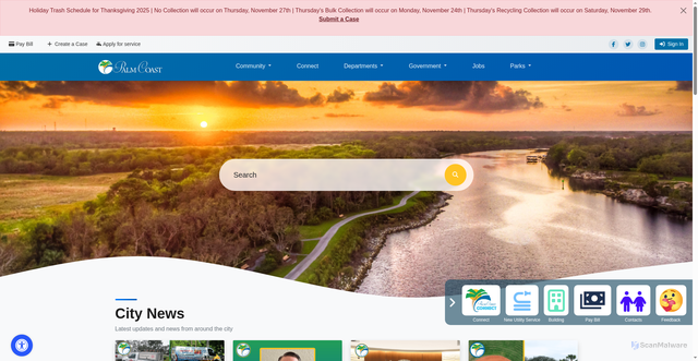 Security scan screenshot of http://palmcoast.gov/