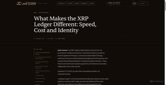 Security scan screenshot of https://www.jakeclaver.com/xrp-leading-the-pack-explained/