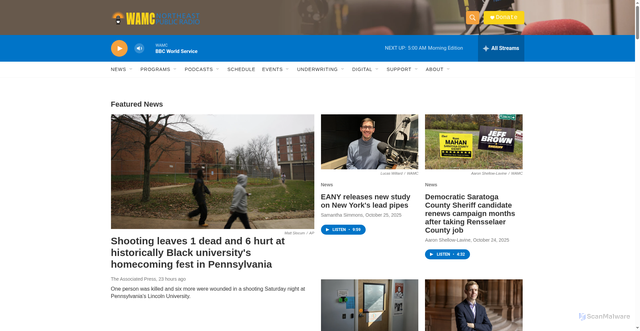 Security scan screenshot of https://www.wamc.org/