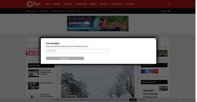 Security scan screenshot of https://theflintcouriernews.com/consumers-energy-crews-preparing-for-possible-winter-weather-following-christmas-holiday/