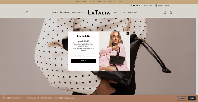 Security scan screenshot of https://latalia.se