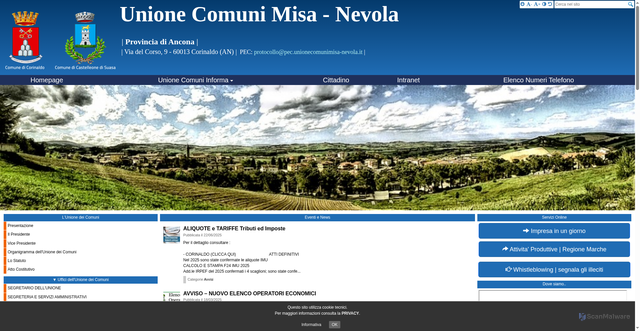 Security scan screenshot of https://www.unionecomunimisa-nevola.it/hh/index.php