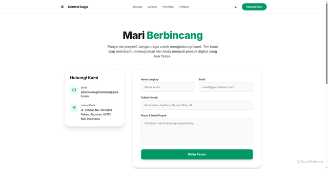 Security scan screenshot of https://centralsaga.com/kontak/