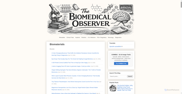 Security scan screenshot of https://biomedical-observer.pages.dev/search/label/Biomaterials/