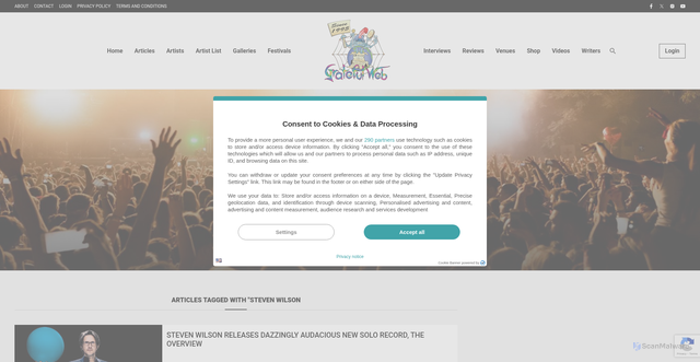 Security scan screenshot of https://www.gratefulweb.com/topics/steven-wilson/