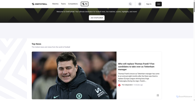 Security scan screenshot of https://onefootball.com