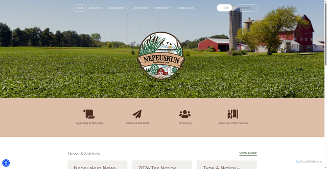 Security scan screenshot of https://townofnepeuskun.gov/