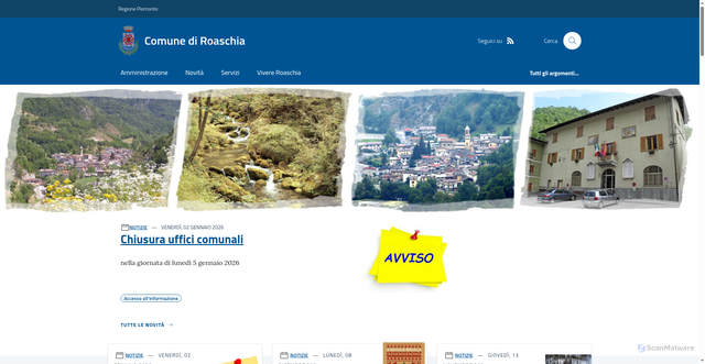 Security scan screenshot of https://www.comune.roaschia.cn.it/