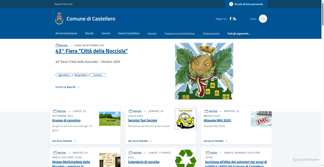 Security scan screenshot of https://www.comune.castellero.at.it/