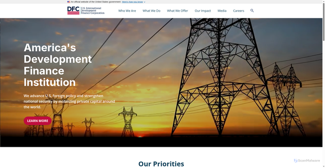 Security scan screenshot of https://www.dfc.gov/