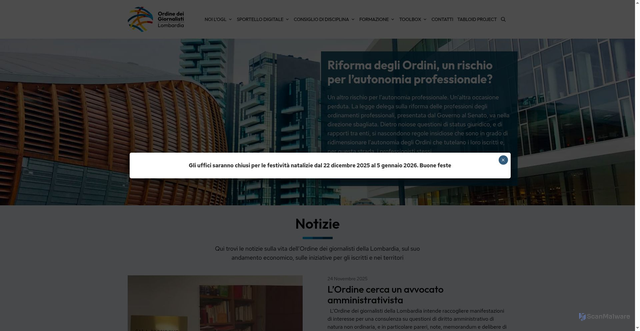 Security scan screenshot of https://odg.mi.it/