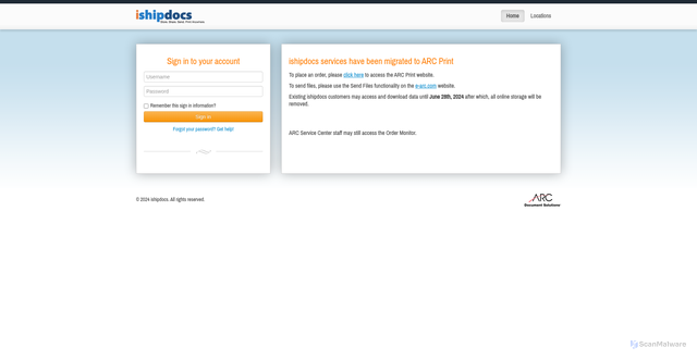 Security scan screenshot of https://ishipdocs.com