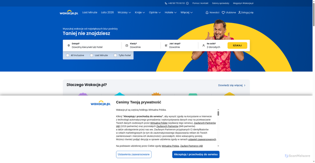 Security scan screenshot of https://wakacje.pl