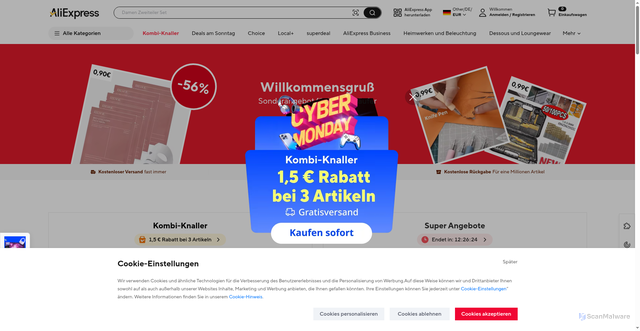 Security scan screenshot of https://www.aliexpress.com/