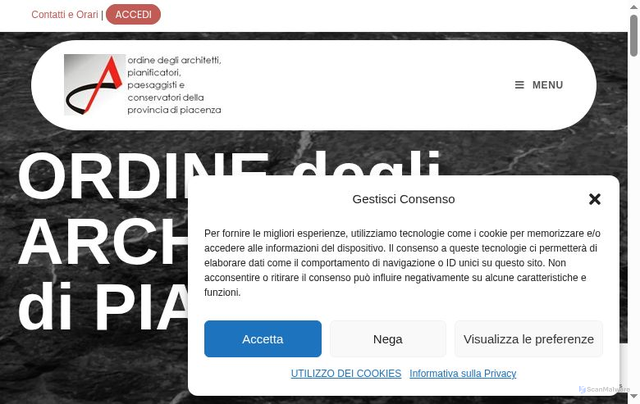 Security scan screenshot of https://www.ordinearchitetti.piacenza.it/