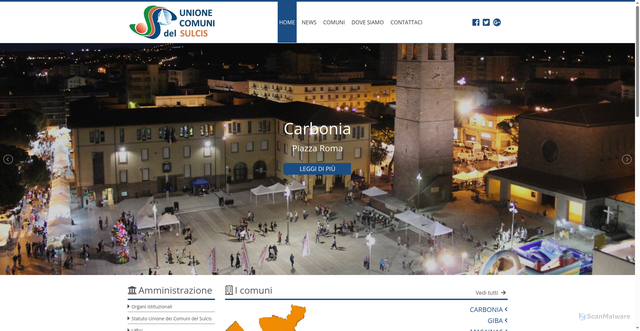 Security scan screenshot of https://www.unionecomunisulcis.it/