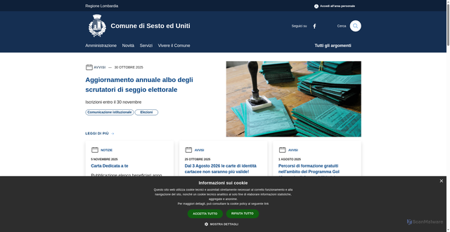 Security scan screenshot of https://www.comune.sestoeduniti.cr.it/it