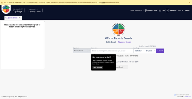 Security scan screenshot of https://cuyahoga.oh.publicsearch.us