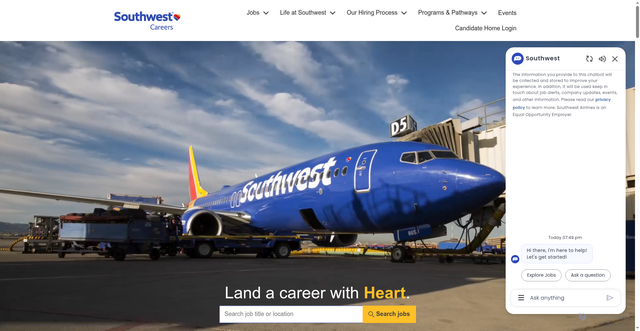 Security scan screenshot of https://careers.southwestair.com