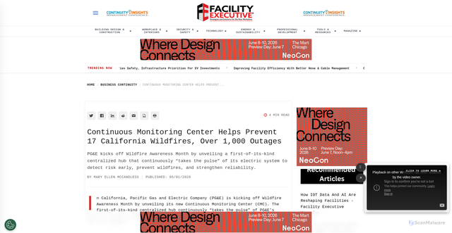 Security scan screenshot of https://facilityexecutive.com/continuous-monitoring-center-helps-prevent-17-california-wildfires-over-1000-outages/