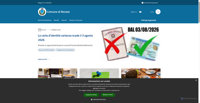 Security scan screenshot of https://www.comune.renate.mb.it