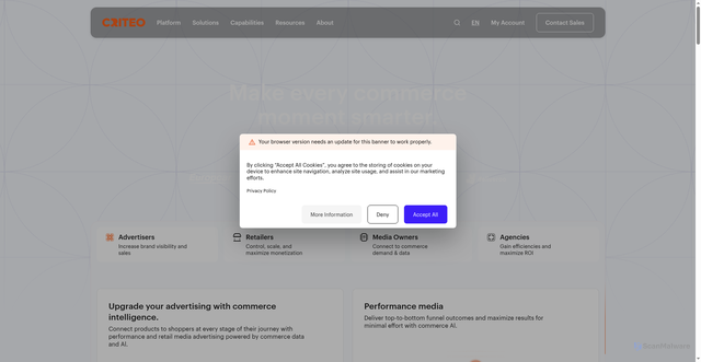 Security scan screenshot of https://sharing.criteo.com