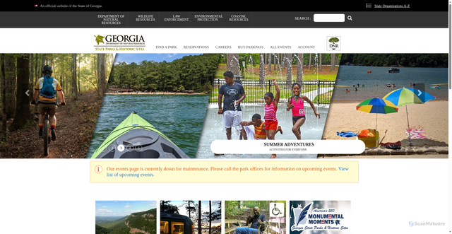 Security scan screenshot of https://gastateparks.org/