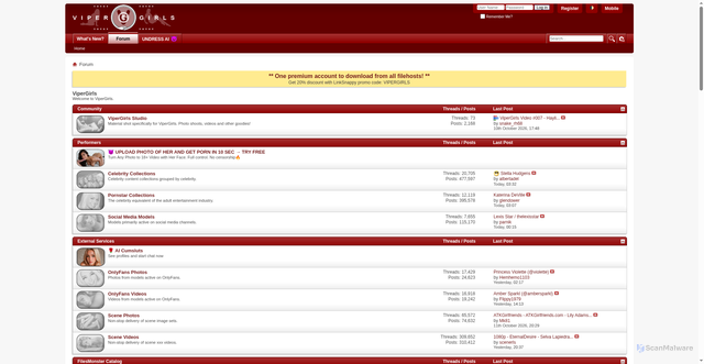 Security scan screenshot of https://vipergirls.to