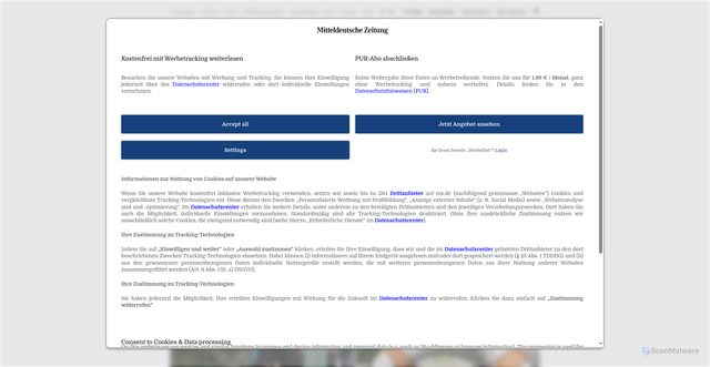Security scan screenshot of https://www.mz.de