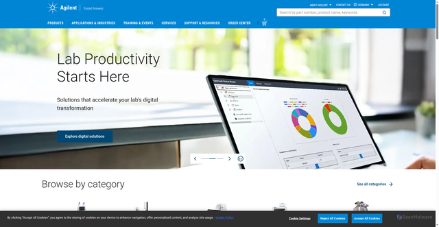 Security scan screenshot of https://explore.agilent.com