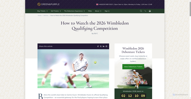 Security scan screenshot of https://www.greenandpurple.com/what-wimbledon-qualifying-competition
