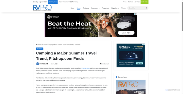 Security scan screenshot of https://rv-pro.com/news/camping-a-major-summer-travel-trend-pitchup-com-finds/