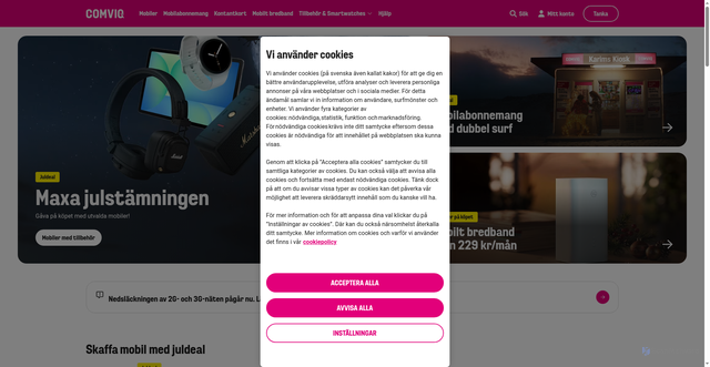 Security scan screenshot of https://www.comviq.se/