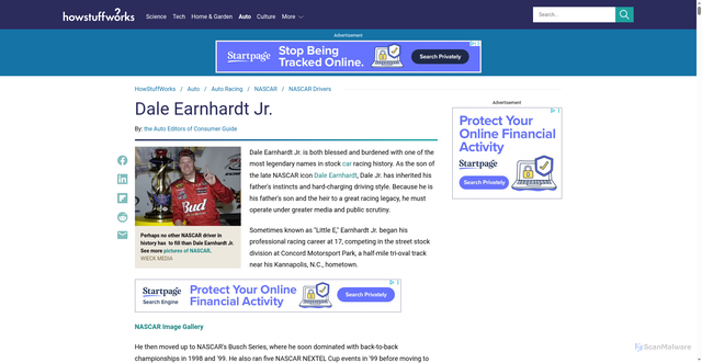 Security scan screenshot of https://auto.howstuffworks.com/auto-racing/nascar/drivers/dale-earnhardt-jr.htm