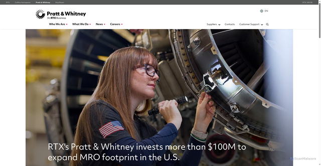 Security scan screenshot of https://prattwhitney.com