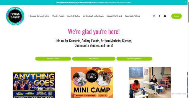Security scan screenshot of https://www.strandcenter.org/