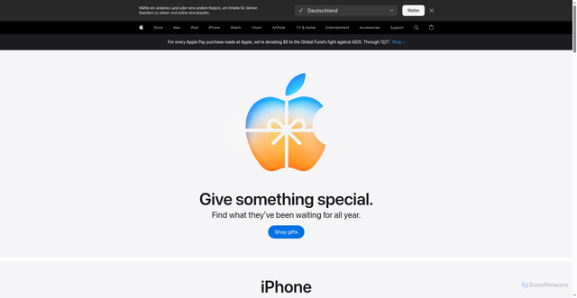 Security scan screenshot of https://www.apple.com/
