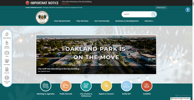 Security scan screenshot of https://oaklandparkfl.gov/