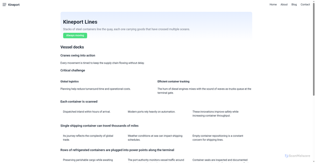 Security scan screenshot of https://online.kineport.com/